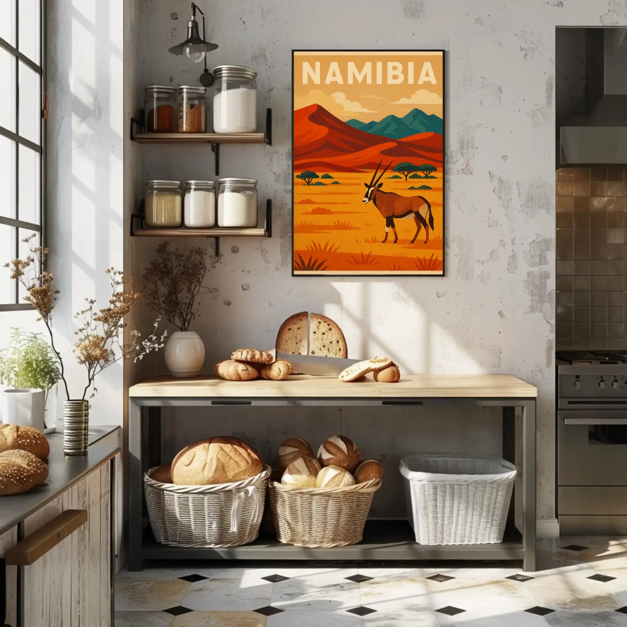 Namibian Landscape Adventure Vintage Travel Poster PosterGoat