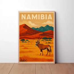 Namibian Landscape Adventure Vintage Travel Poster PosterGoat