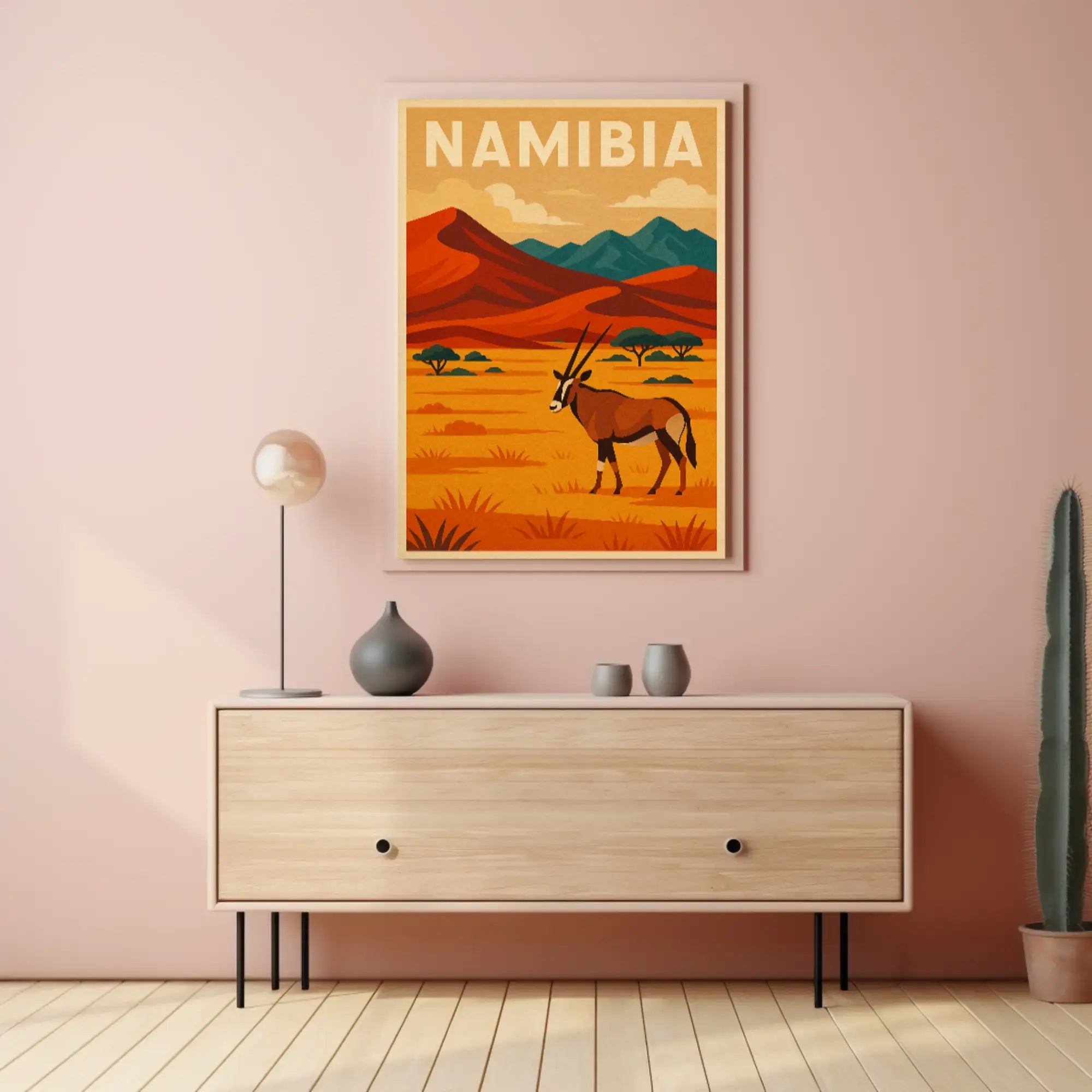 Namibian Landscape Adventure Vintage Travel Poster PosterGoat