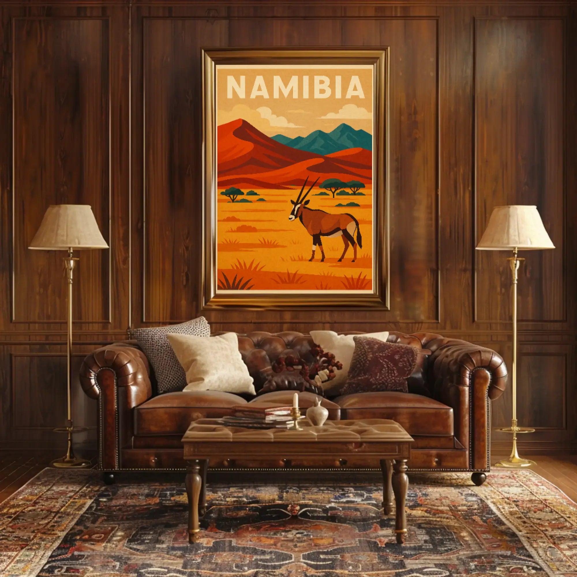 Namibian Landscape Adventure Vintage Travel Poster PosterGoat
