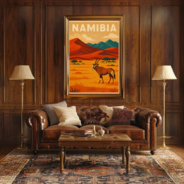 Namibian Landscape Adventure Vintage Travel Poster PosterGoat