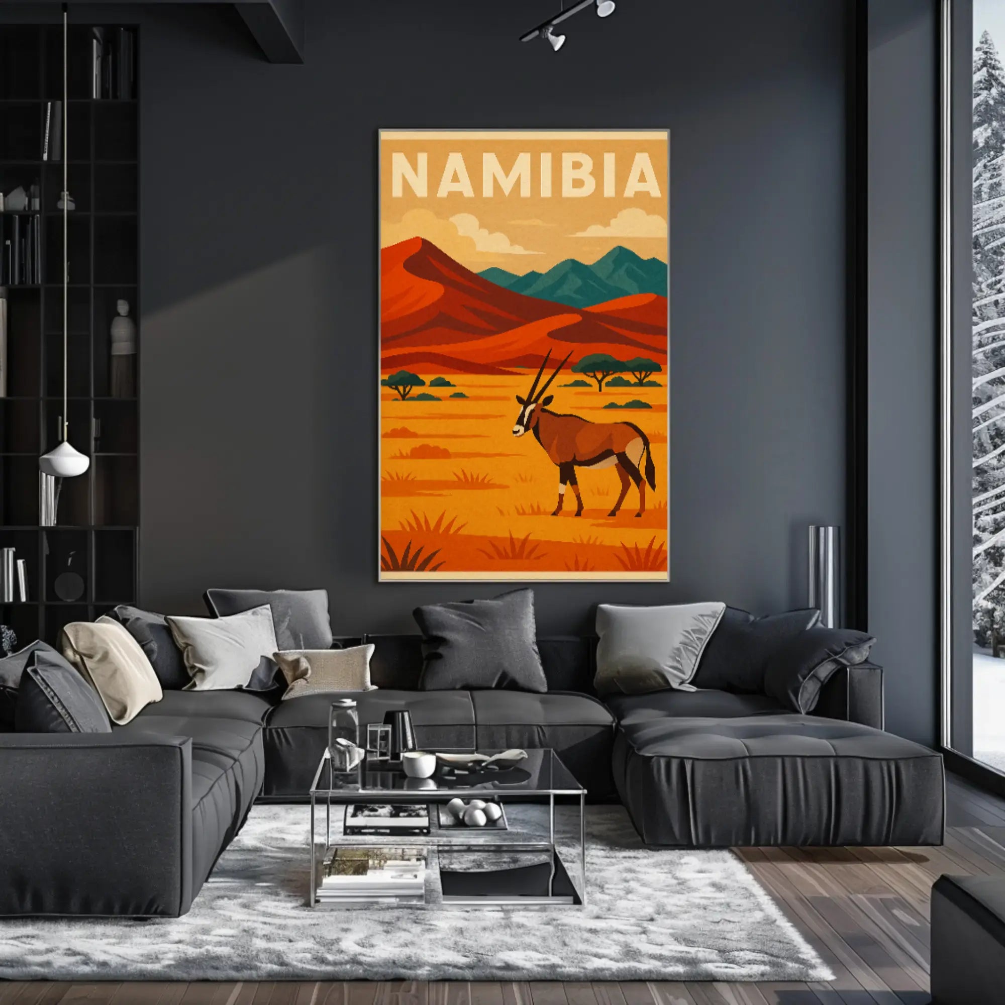 Namibian Landscape Adventure Vintage Travel Poster PosterGoat
