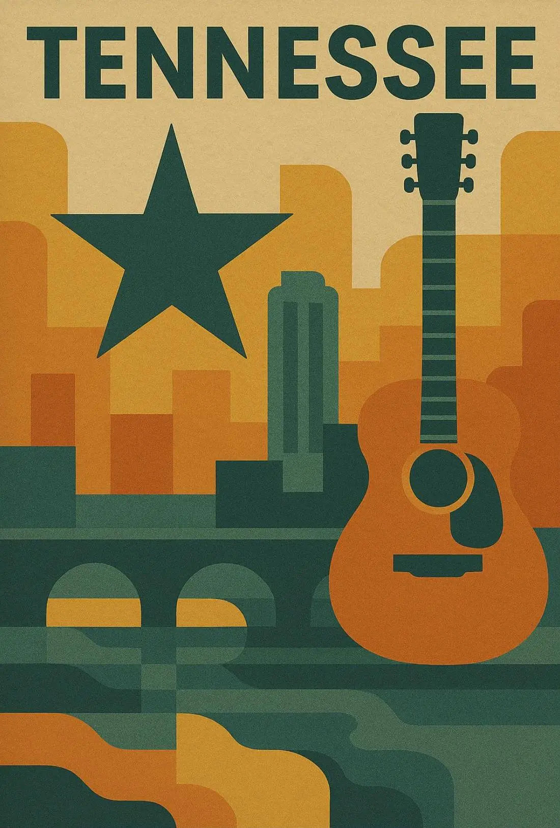 Nashville Music Skyline Geometric Art Poster PosterGoat