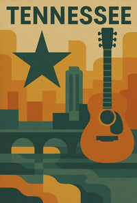 Nashville Music Skyline Geometric Art Poster PosterGoat