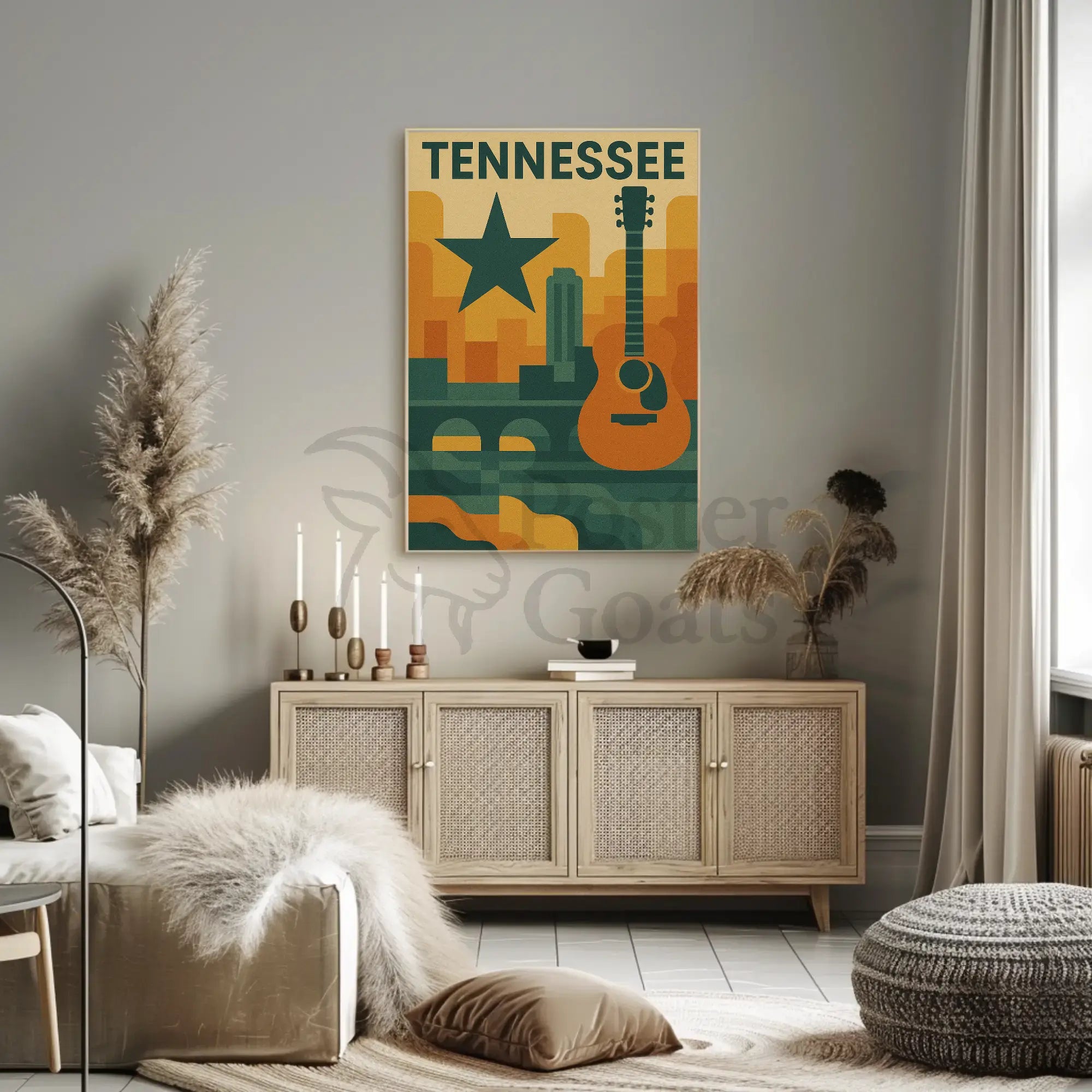 Nashville Music Skyline Geometric Art Poster PosterGoat