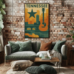 Nashville Music Skyline Geometric Art Poster PosterGoat