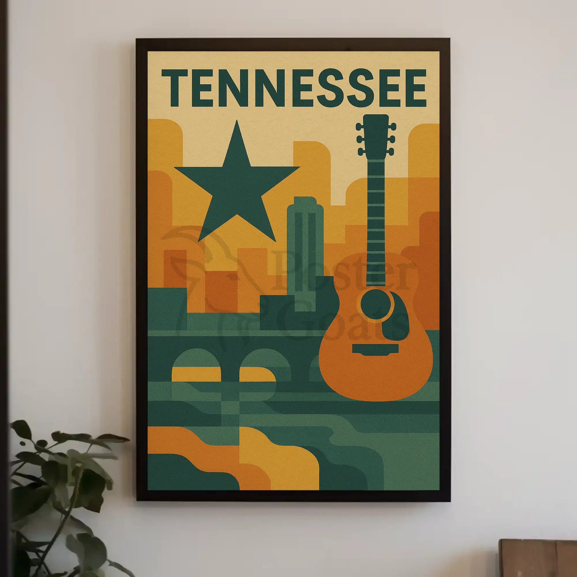 Nashville Music Skyline Geometric Art Poster PosterGoat