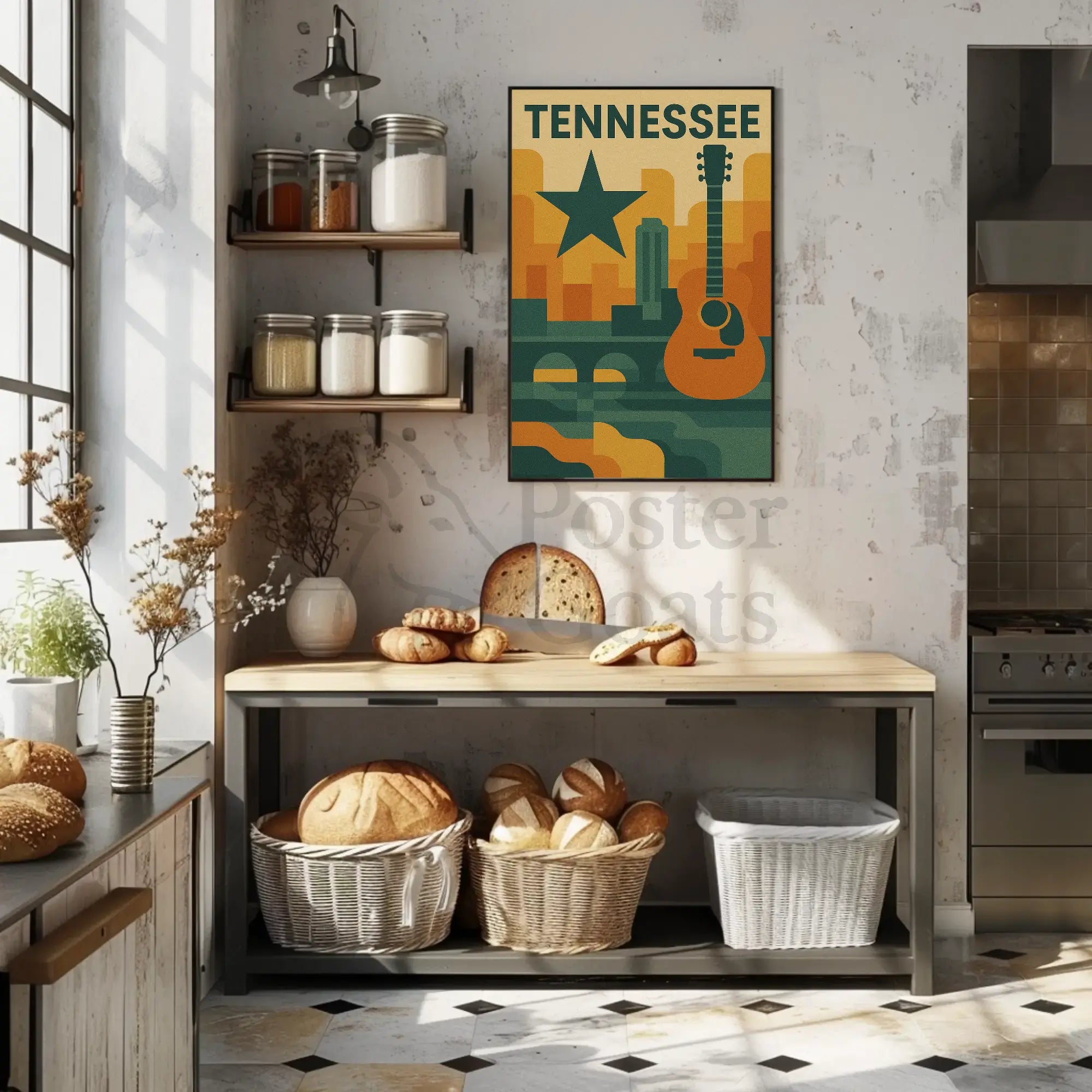 Nashville Music Skyline Geometric Art Poster PosterGoat