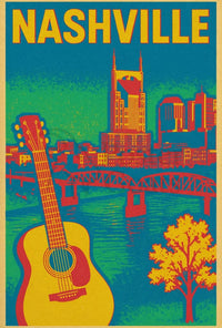 Nashville Skyline Vibrant Music Heritage Travel Poster PosterGoat