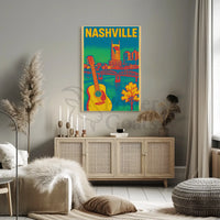 Nashville Skyline Vibrant Music Heritage Travel Poster PosterGoat