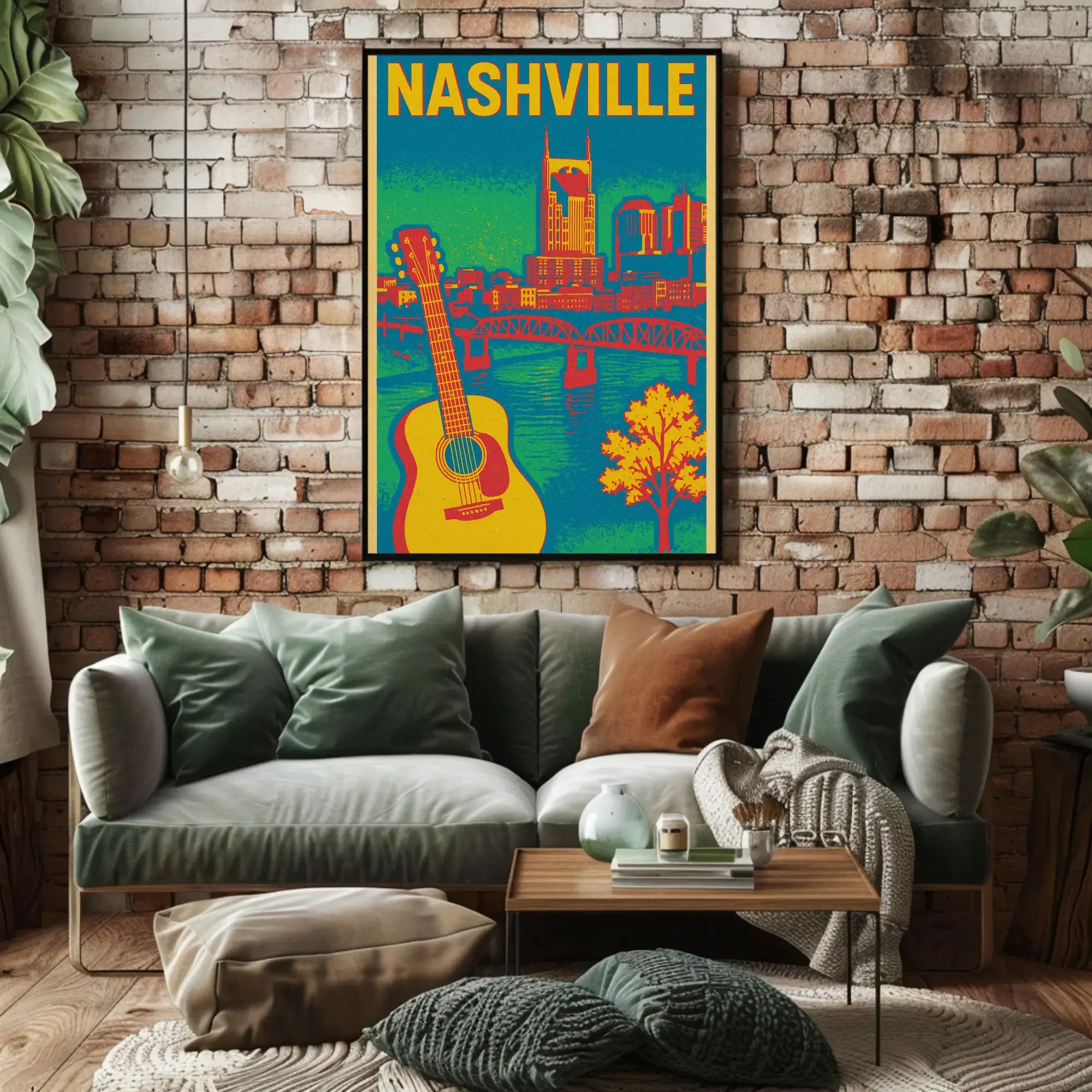 Nashville Skyline Vibrant Music Heritage Travel Poster PosterGoat