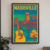 Nashville Skyline Vibrant Music Heritage Travel Poster PosterGoat