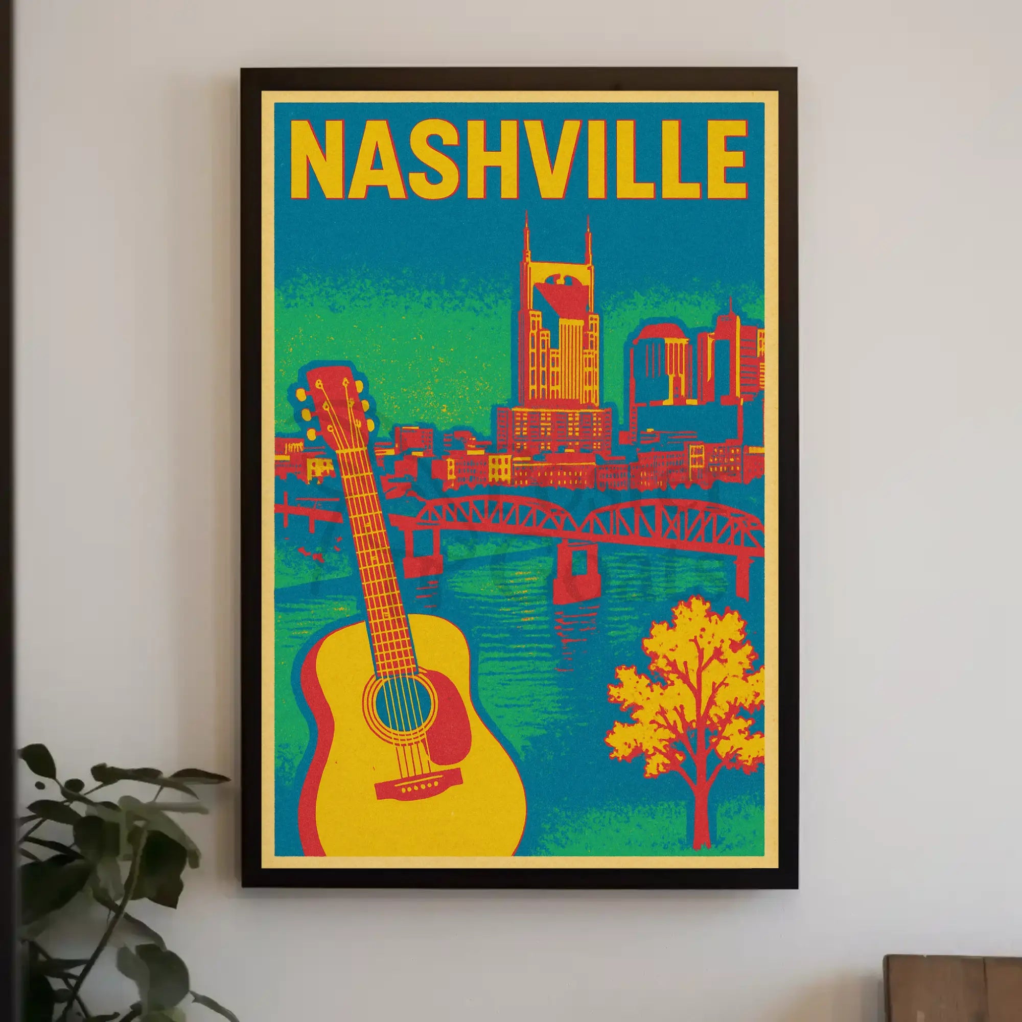 Nashville Skyline Vibrant Music Heritage Travel Poster PosterGoat