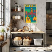 Nashville Skyline Vibrant Music Heritage Travel Poster PosterGoat