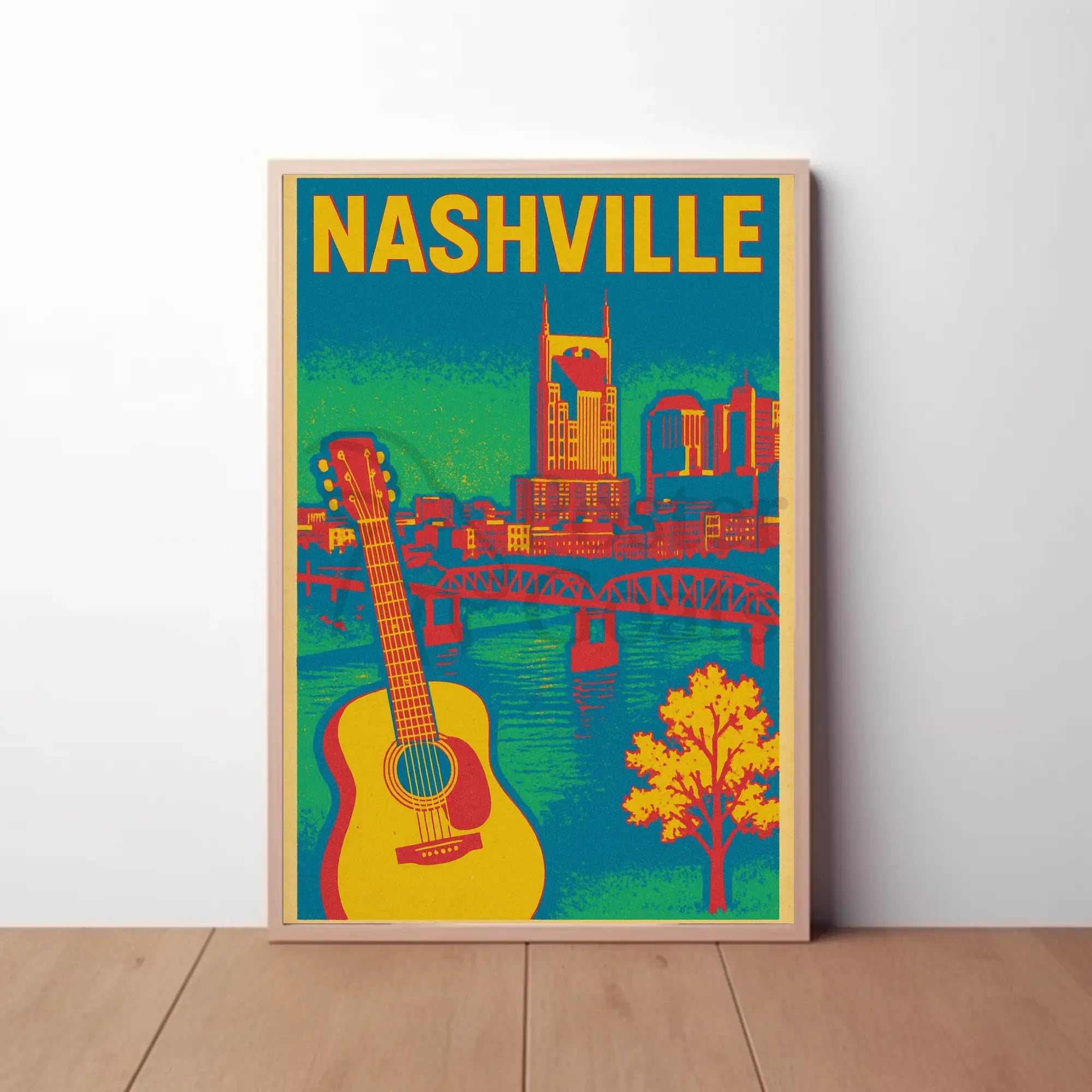 Nashville Skyline Vibrant Music Heritage Travel Poster PosterGoat