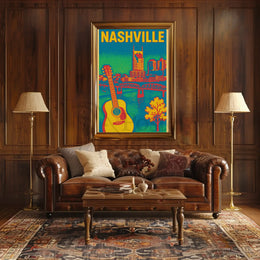 Nashville Skyline Vibrant Music Heritage Travel Poster PosterGoat