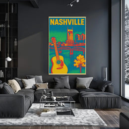 Nashville Skyline Vibrant Music Heritage Travel Poster PosterGoat
