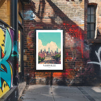 Nashville Skyline in Pastel: Urban or Cityscape Poster PosterGoat