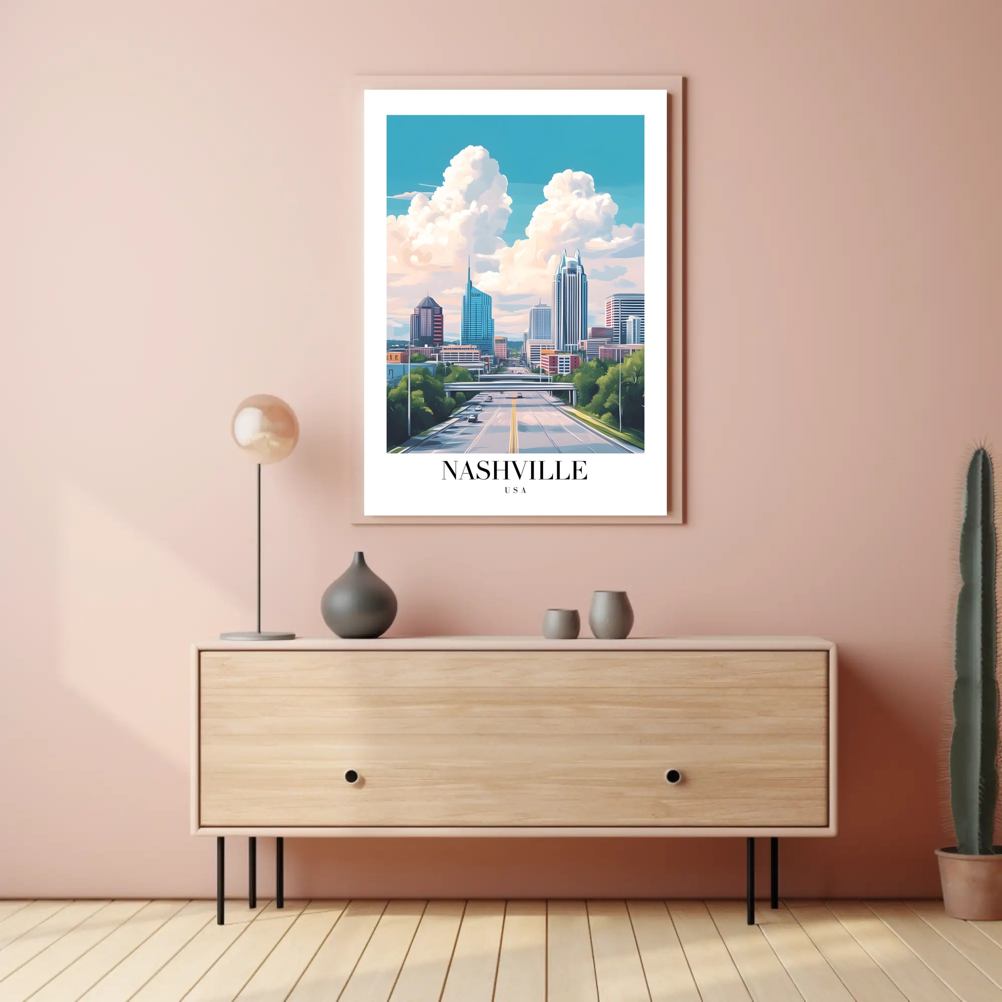 Nashville Urban Cityscape Vibrant Skyline Poster PosterGoat