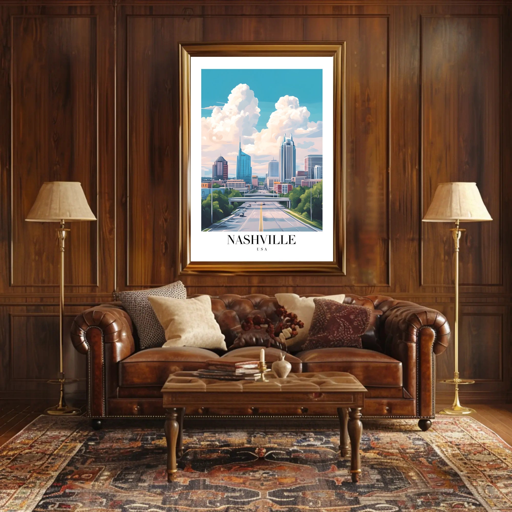 Nashville Urban Cityscape Vibrant Skyline Poster PosterGoat