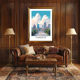 Nashville Urban Cityscape Vibrant Skyline Poster PosterGoat