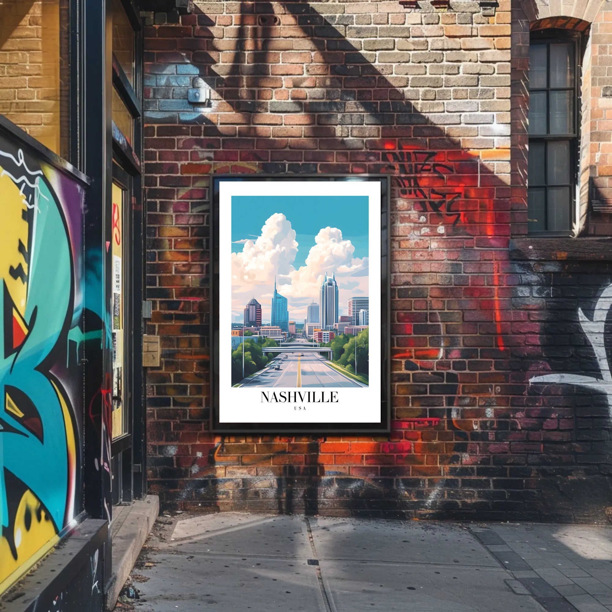 Nashville Urban Cityscape Vibrant Skyline Poster PosterGoat