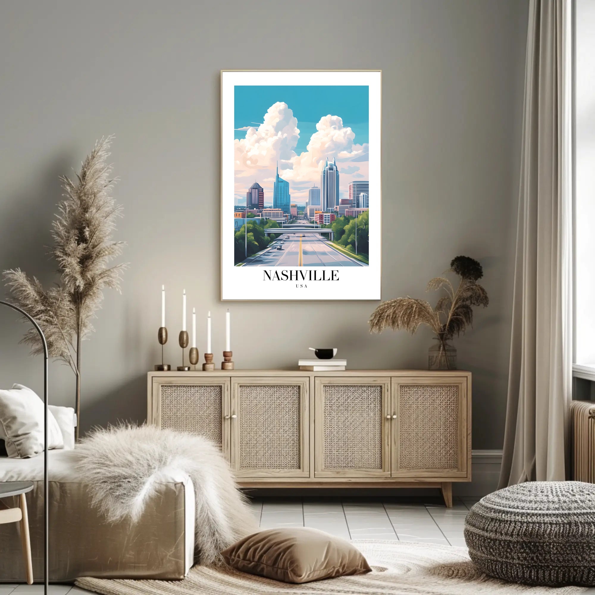 Nashville Urban Cityscape Vibrant Skyline Poster PosterGoat