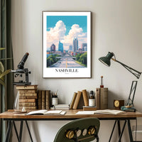 Nashville Urban Cityscape Vibrant Skyline Poster PosterGoat