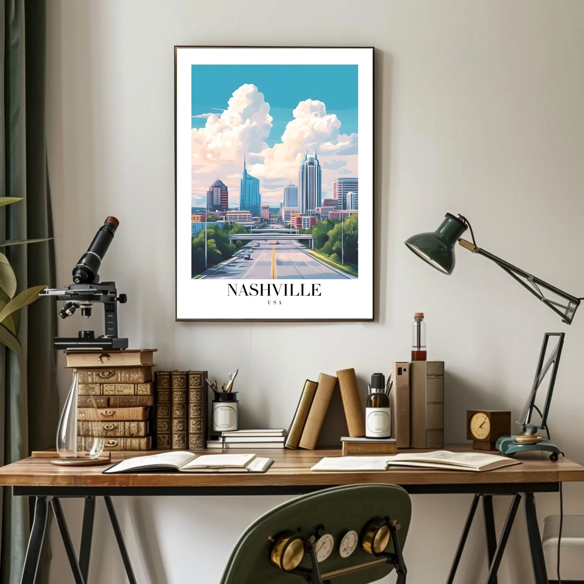 Nashville Urban Cityscape Vibrant Skyline Poster PosterGoat