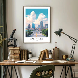 Nashville Urban Cityscape Vibrant Skyline Poster PosterGoat