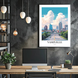 Nashville Urban Cityscape Vibrant Skyline Poster PosterGoat