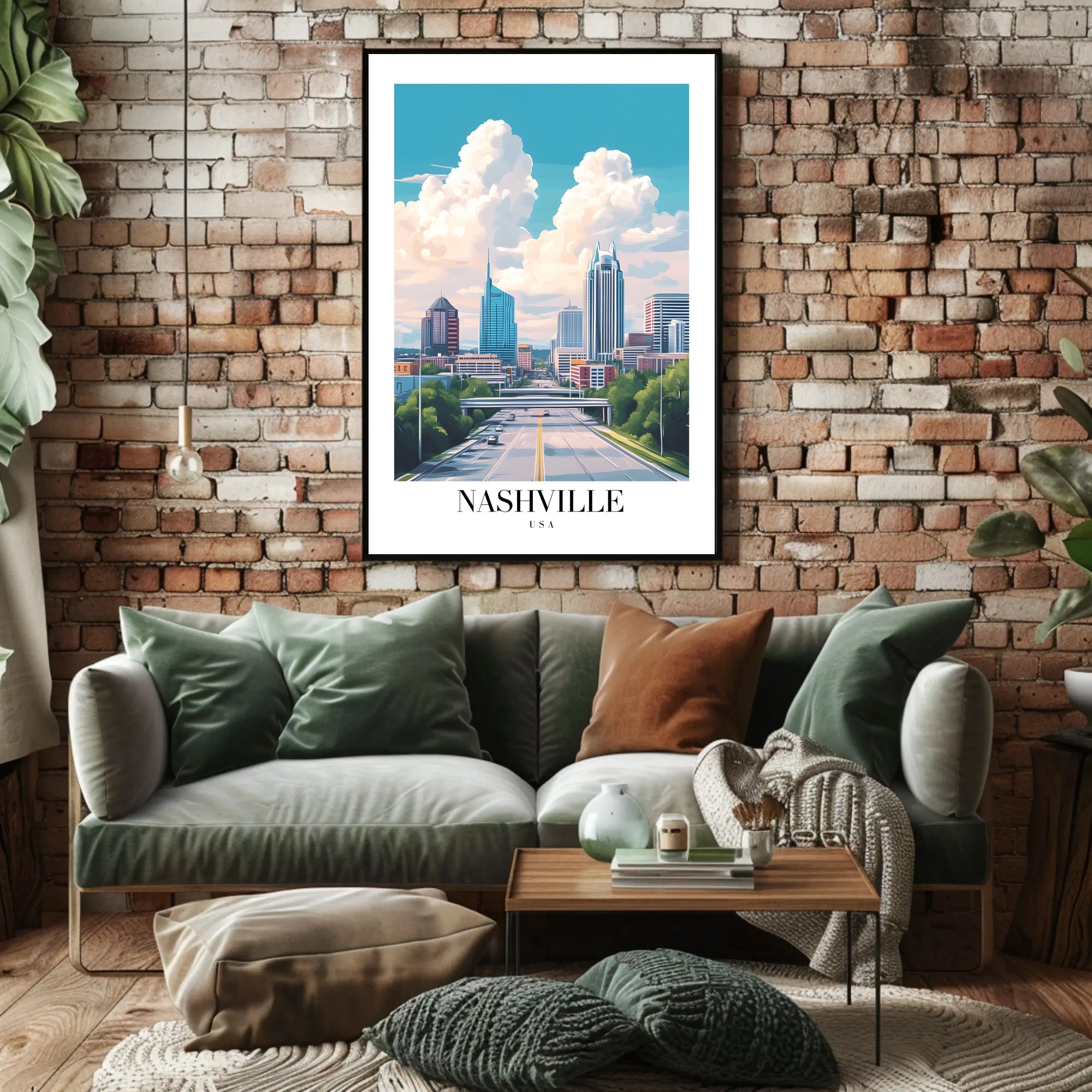 Nashville Urban Cityscape Vibrant Skyline Poster PosterGoat