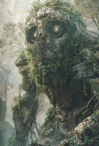 Nature Golem in Mystical Forest Futuristic Sci-Fi Poster PosterGoat