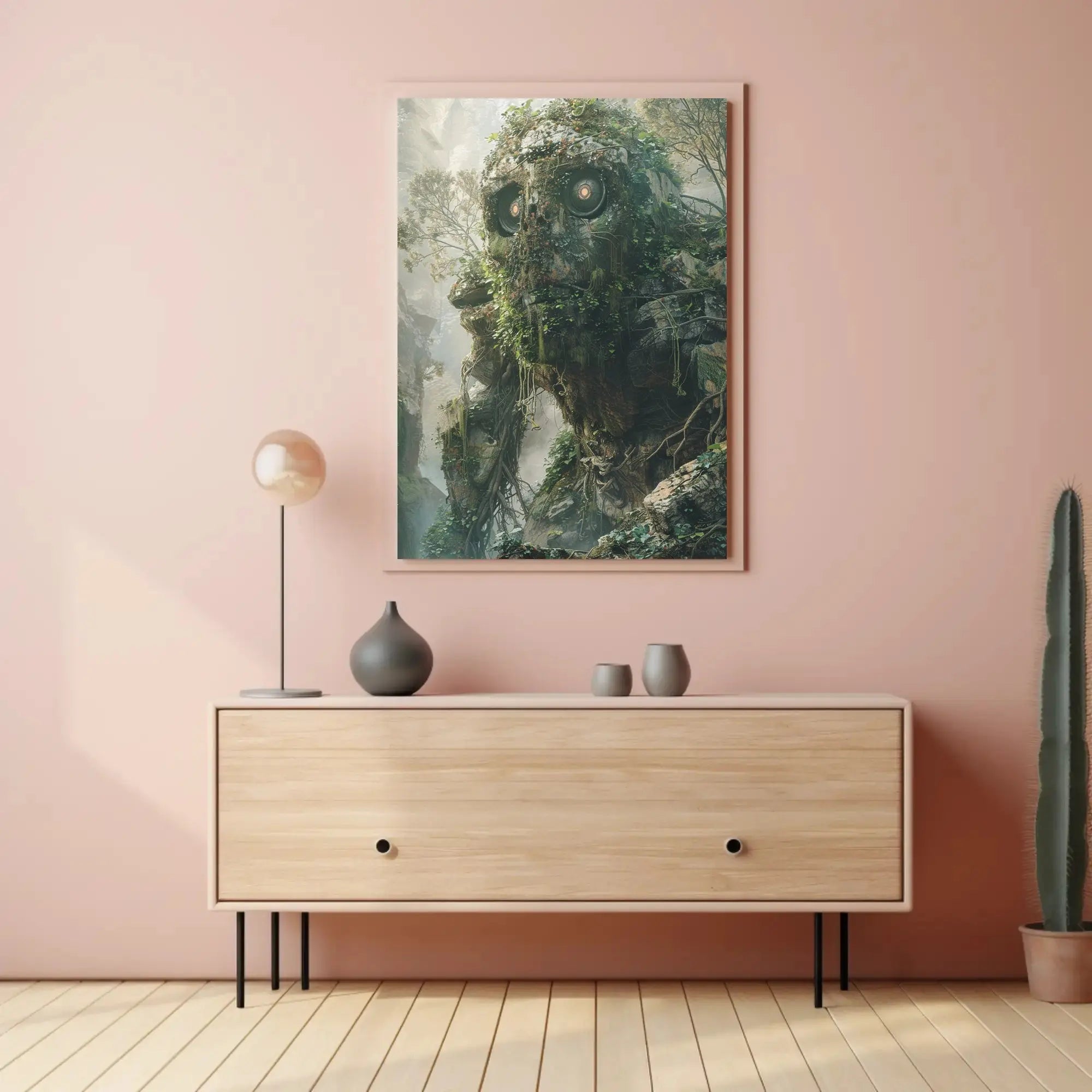 Nature Golem in Mystical Forest Futuristic Sci-Fi Poster PosterGoat