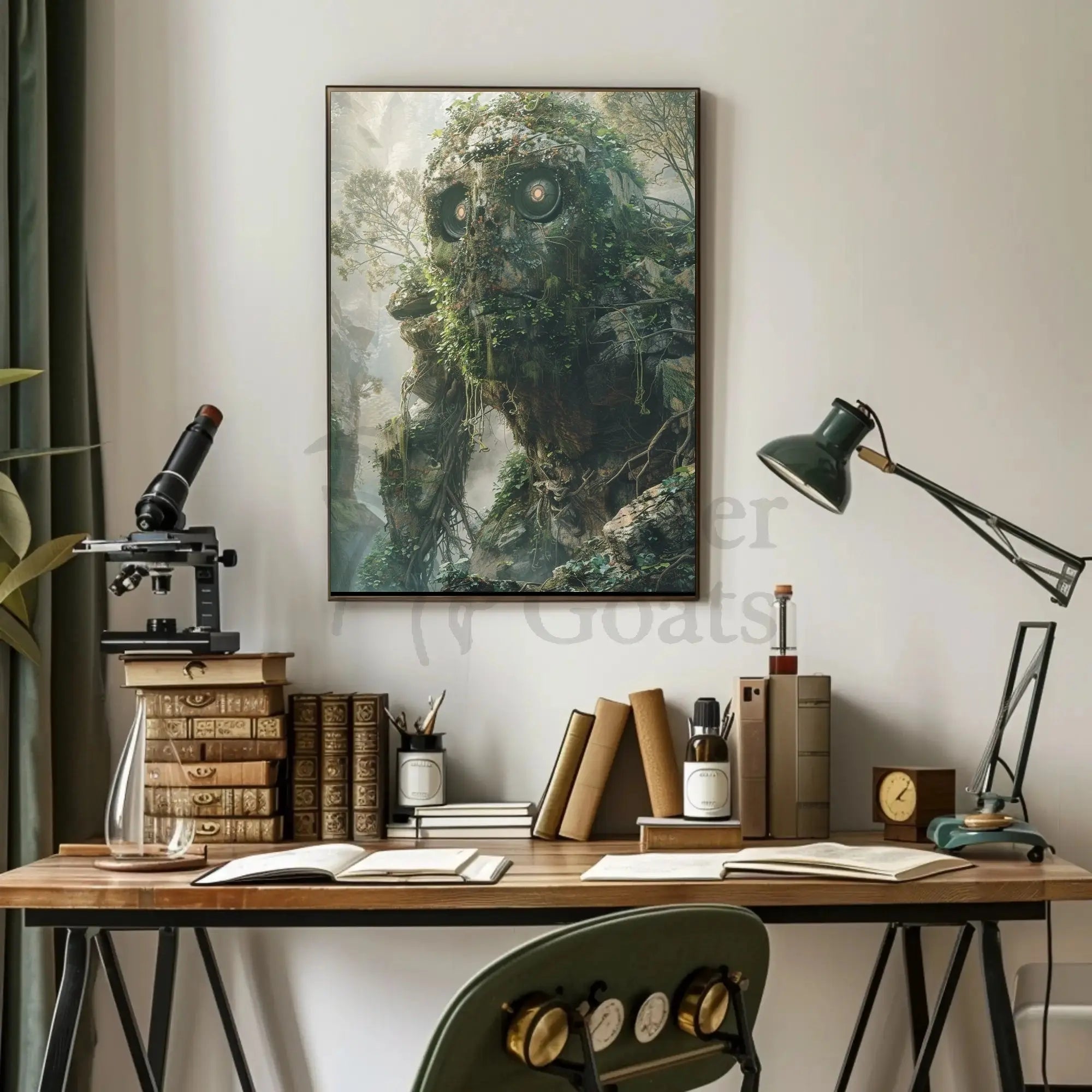 Nature Golem in Mystical Forest Futuristic Sci-Fi Poster PosterGoat