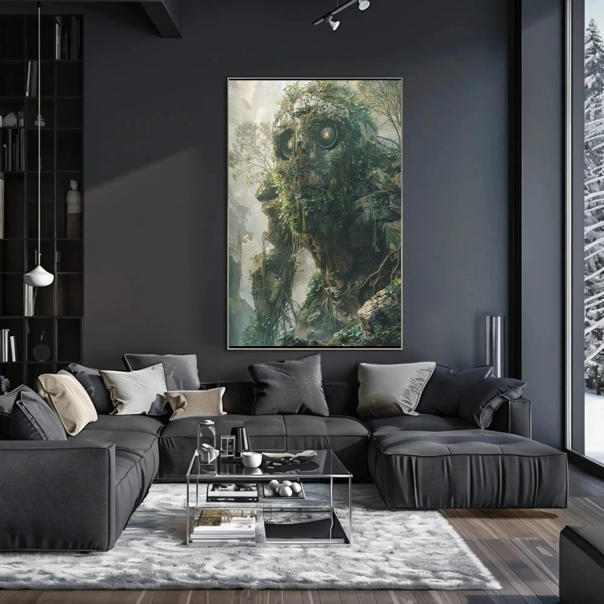 Nature Golem in Mystical Forest Futuristic Sci-Fi Poster PosterGoat