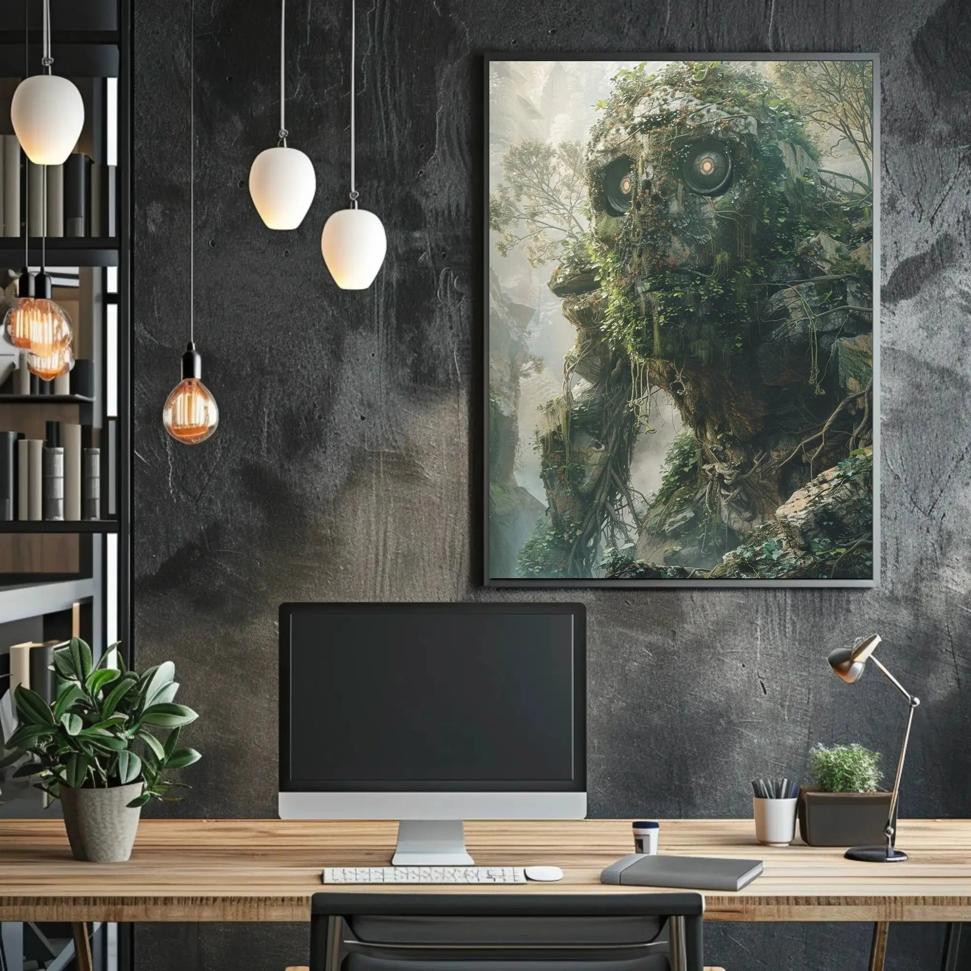 Nature Golem in Mystical Forest Futuristic Sci-Fi Poster PosterGoat