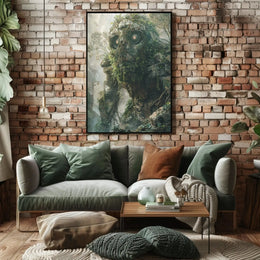 Nature Golem in Mystical Forest Futuristic Sci-Fi Poster PosterGoat