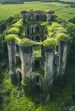 Nature Reclaims Ancient Fortress in Artistic Poster PosterGoat