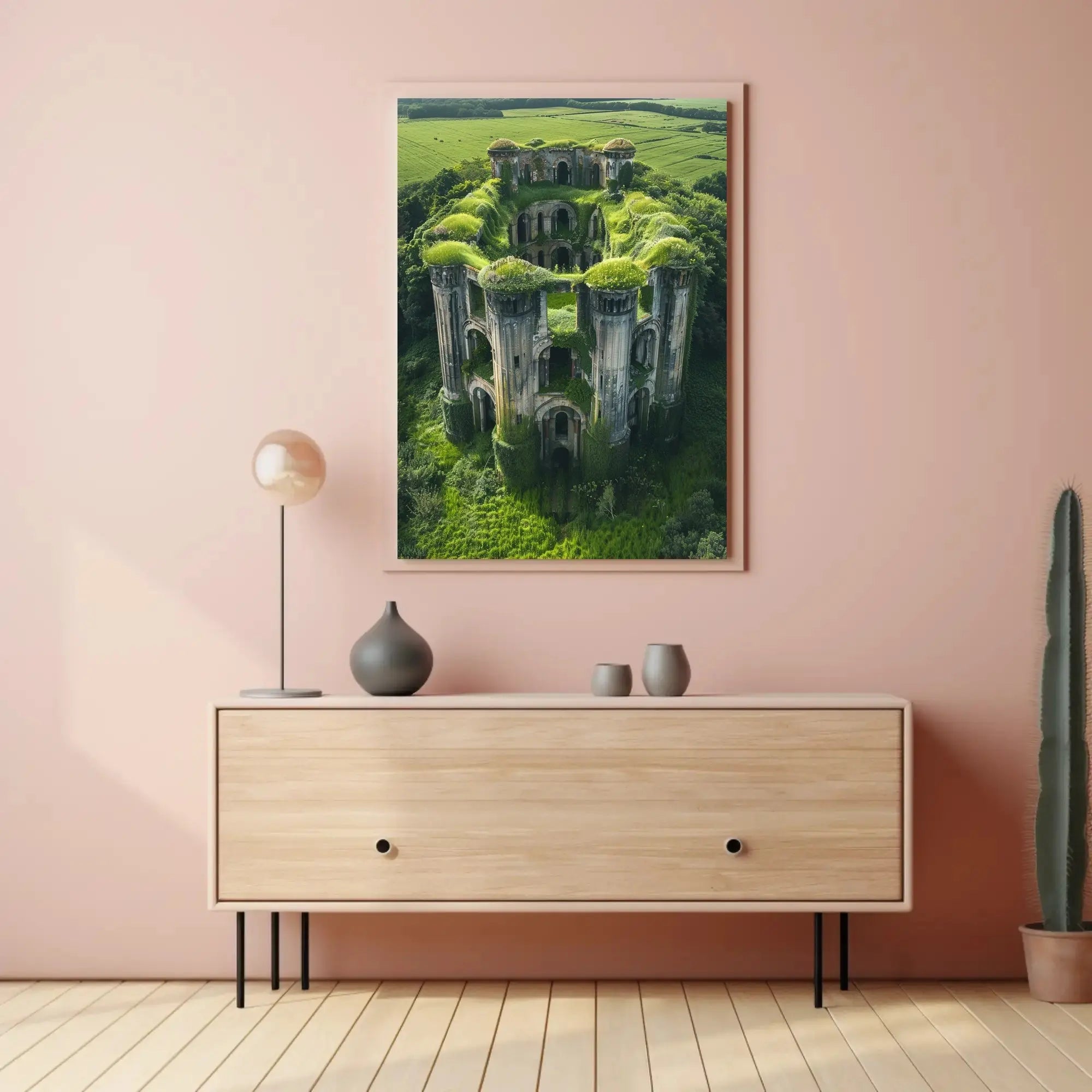 Nature Reclaims Ancient Fortress in Artistic Poster PosterGoat