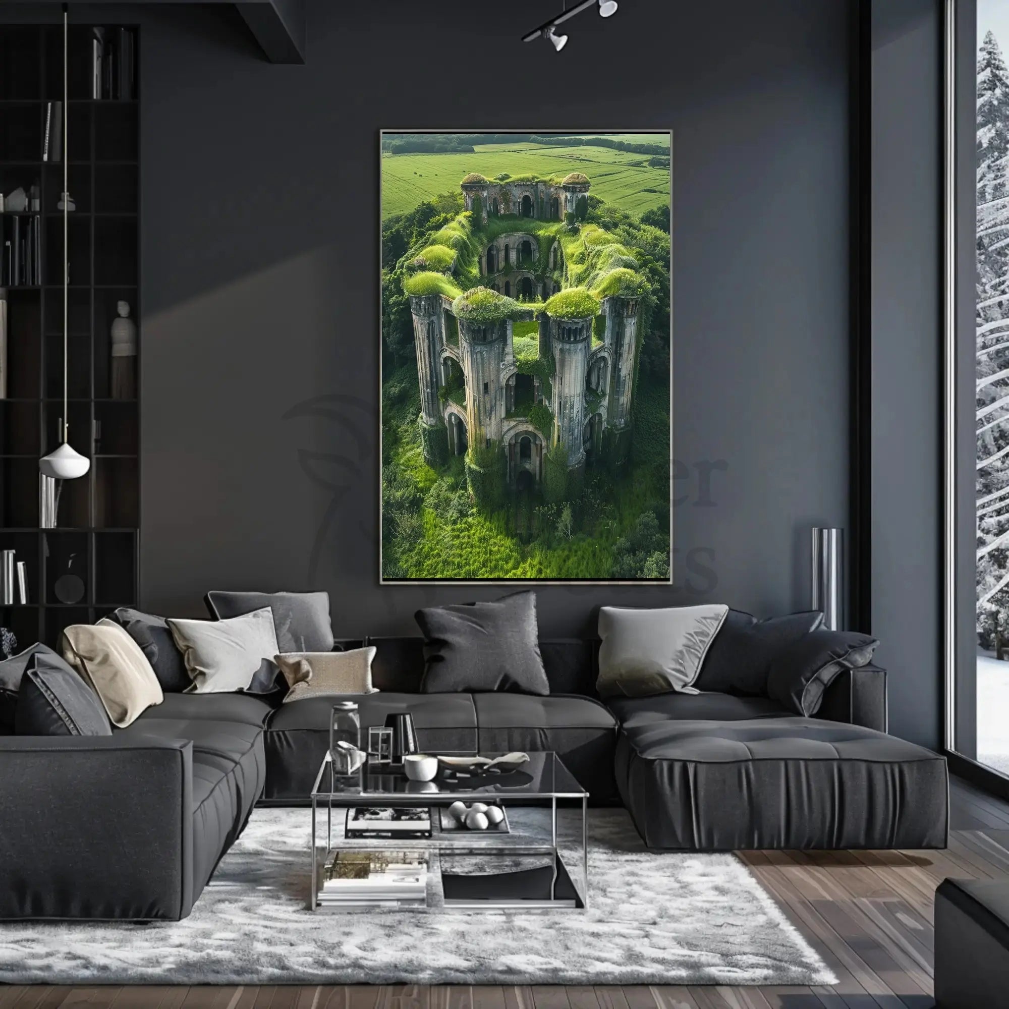 Nature Reclaims Ancient Fortress in Artistic Poster PosterGoat