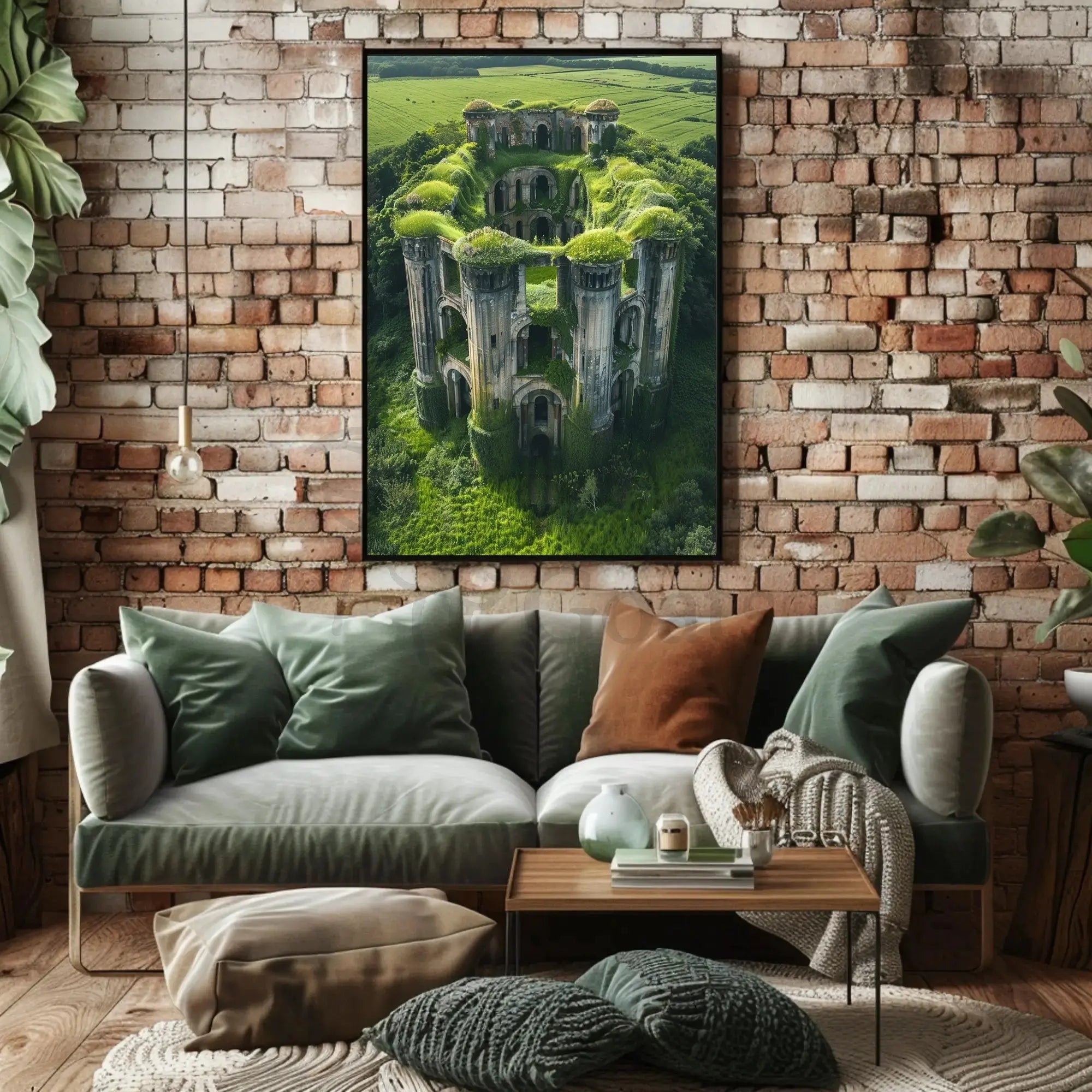 Nature Reclaims Ancient Fortress in Artistic Poster PosterGoat
