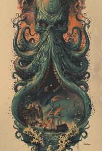 Nautical Fantasy Adventure with Mythical Creature Poster PosterGoat
