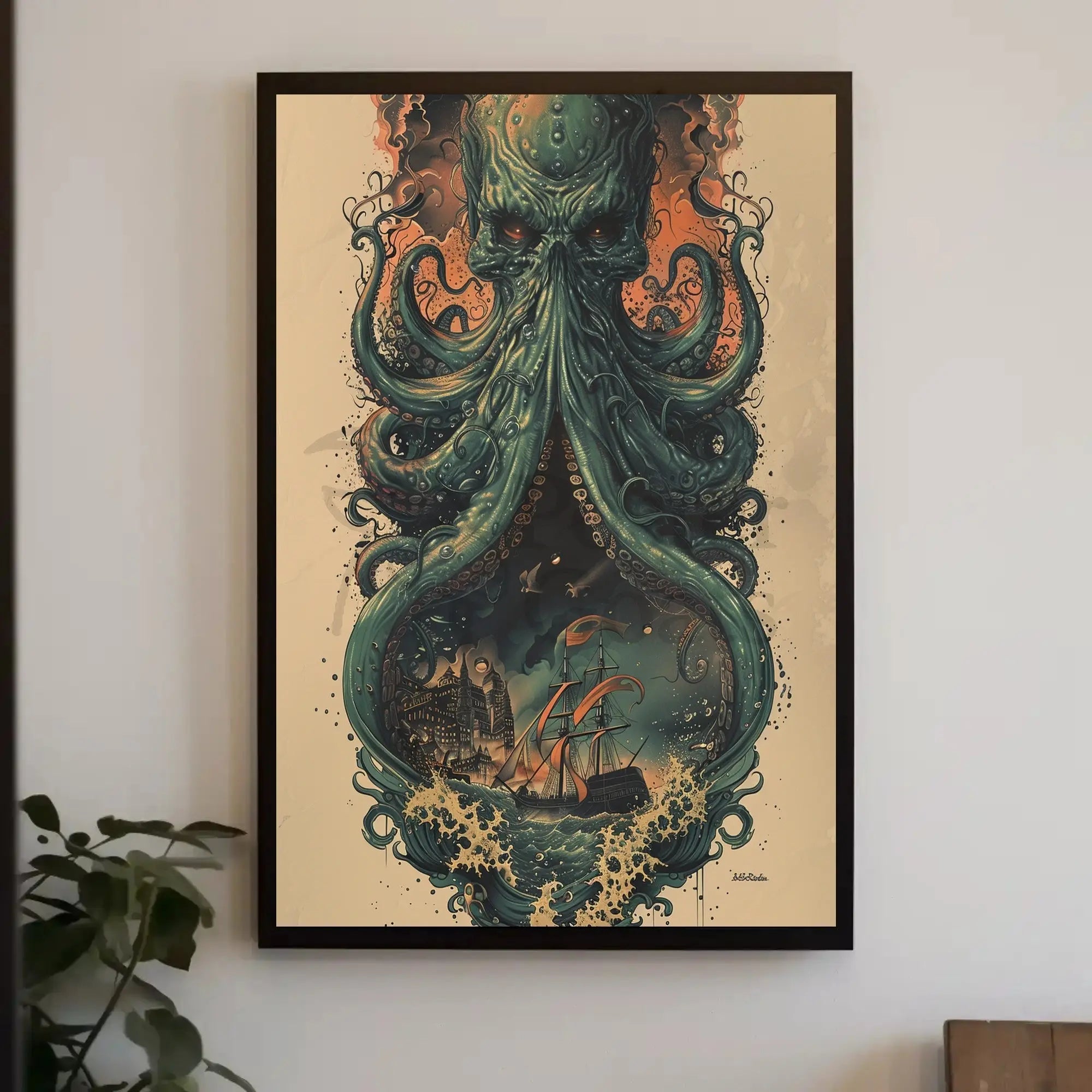 Nautical Fantasy Adventure with Mythical Creature Poster PosterGoat