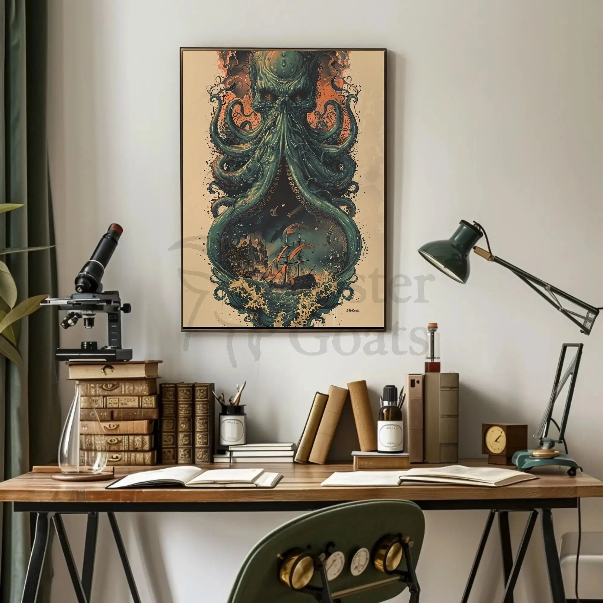 Nautical Fantasy Adventure with Mythical Creature Poster PosterGoat