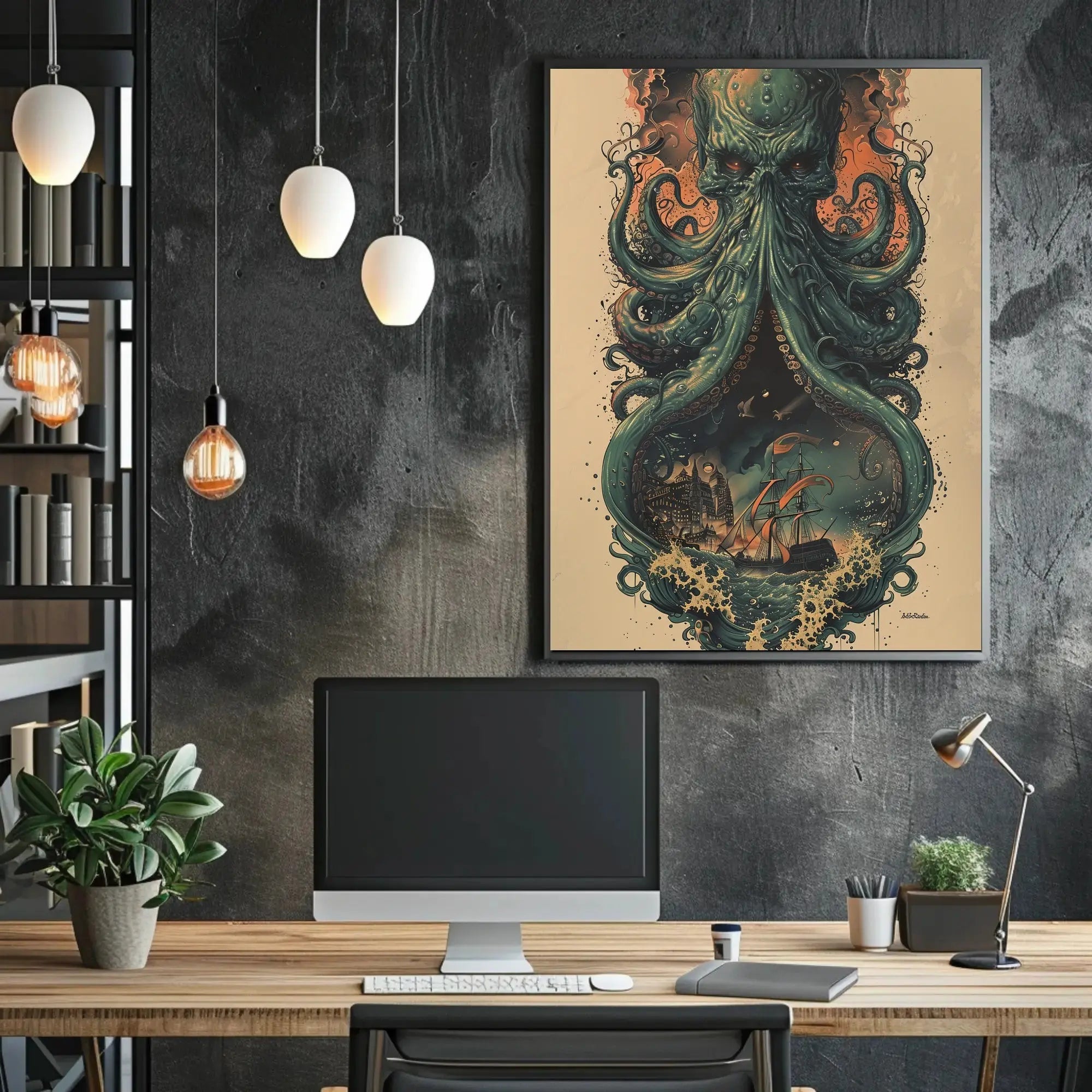 Nautical Fantasy Adventure with Mythical Creature Poster PosterGoat