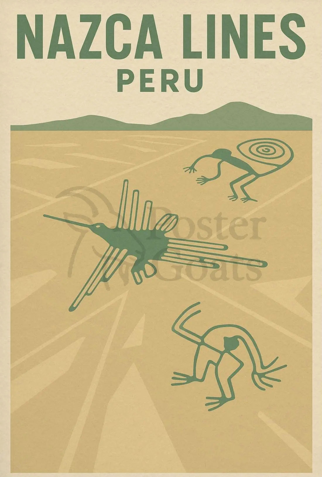 Nazca Lines Geoglyphs Retro Travel Art Poster PosterGoat