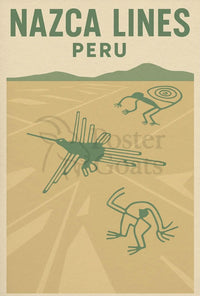 Nazca Lines Geoglyphs Retro Travel Art Poster PosterGoat