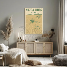 Nazca Lines Geoglyphs Retro Travel Art Poster PosterGoat