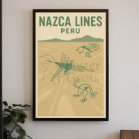 Nazca Lines Geoglyphs Retro Travel Art Poster PosterGoat